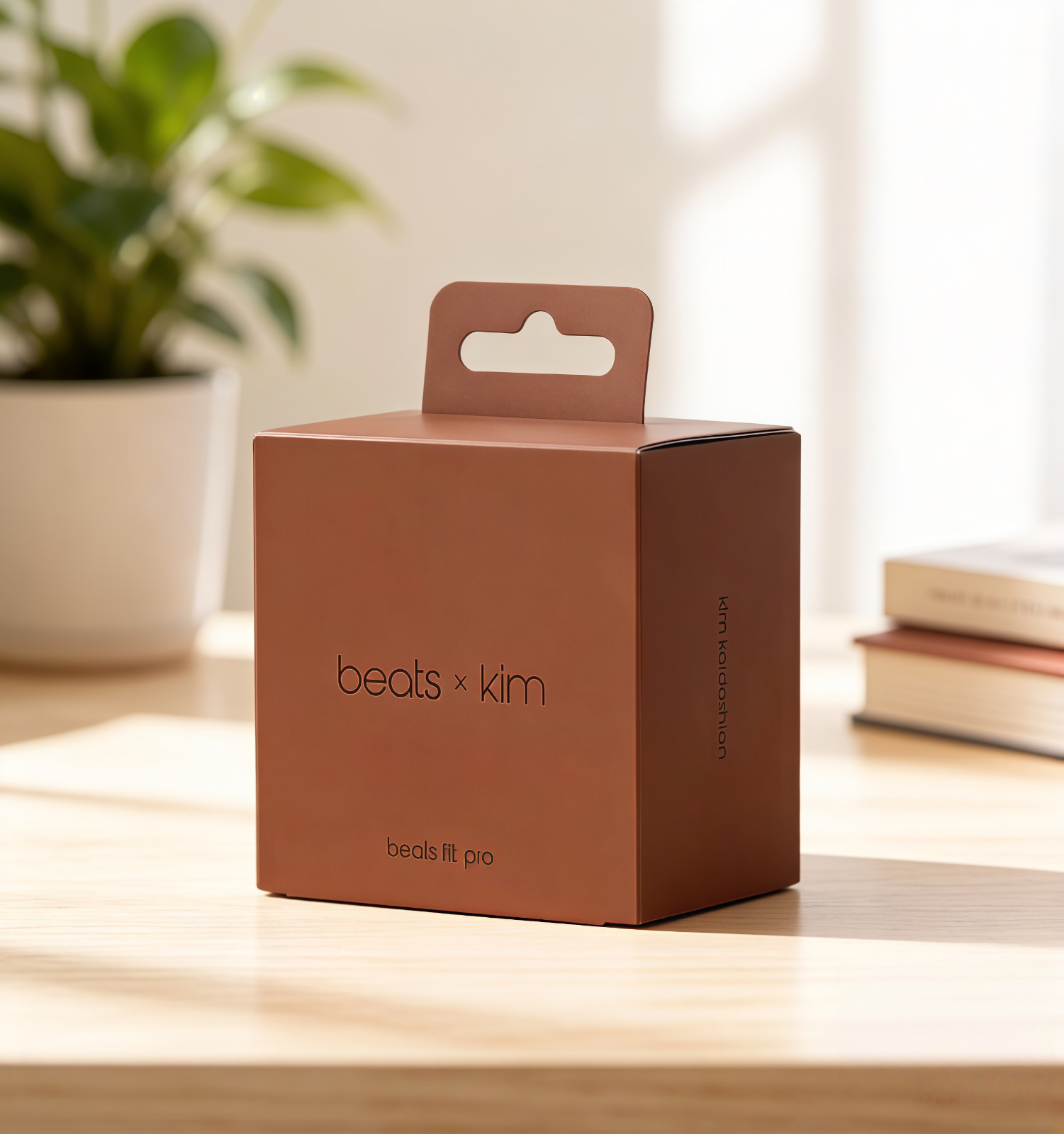 Beats x Kim Kardashian collaboration model of earth-toned wireless headphones
