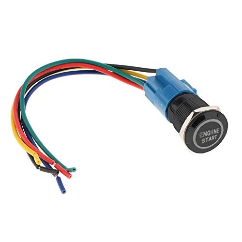 Black Shell 12V Momentary Car Vehicle LED Light Push Button Stainless Blue