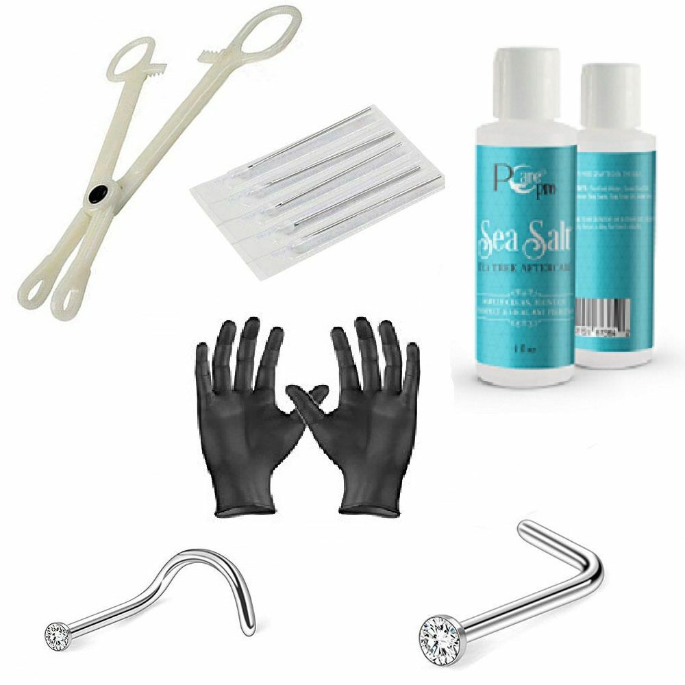 Nose Piercing Kit 10pc & pCare Pro Piercing Aftercare 4oz