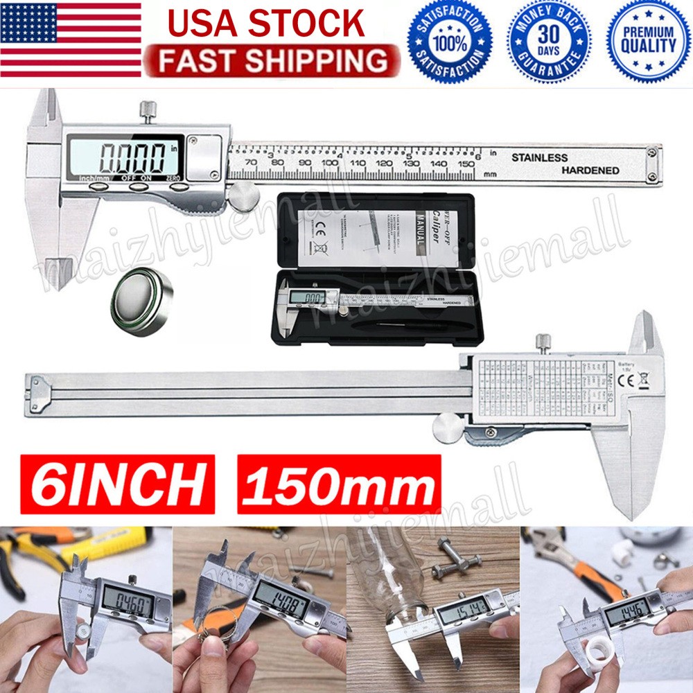 6" 150mm Digital Caliper Micrometer LCD Gauge Vernier Electronic Measuring Tool