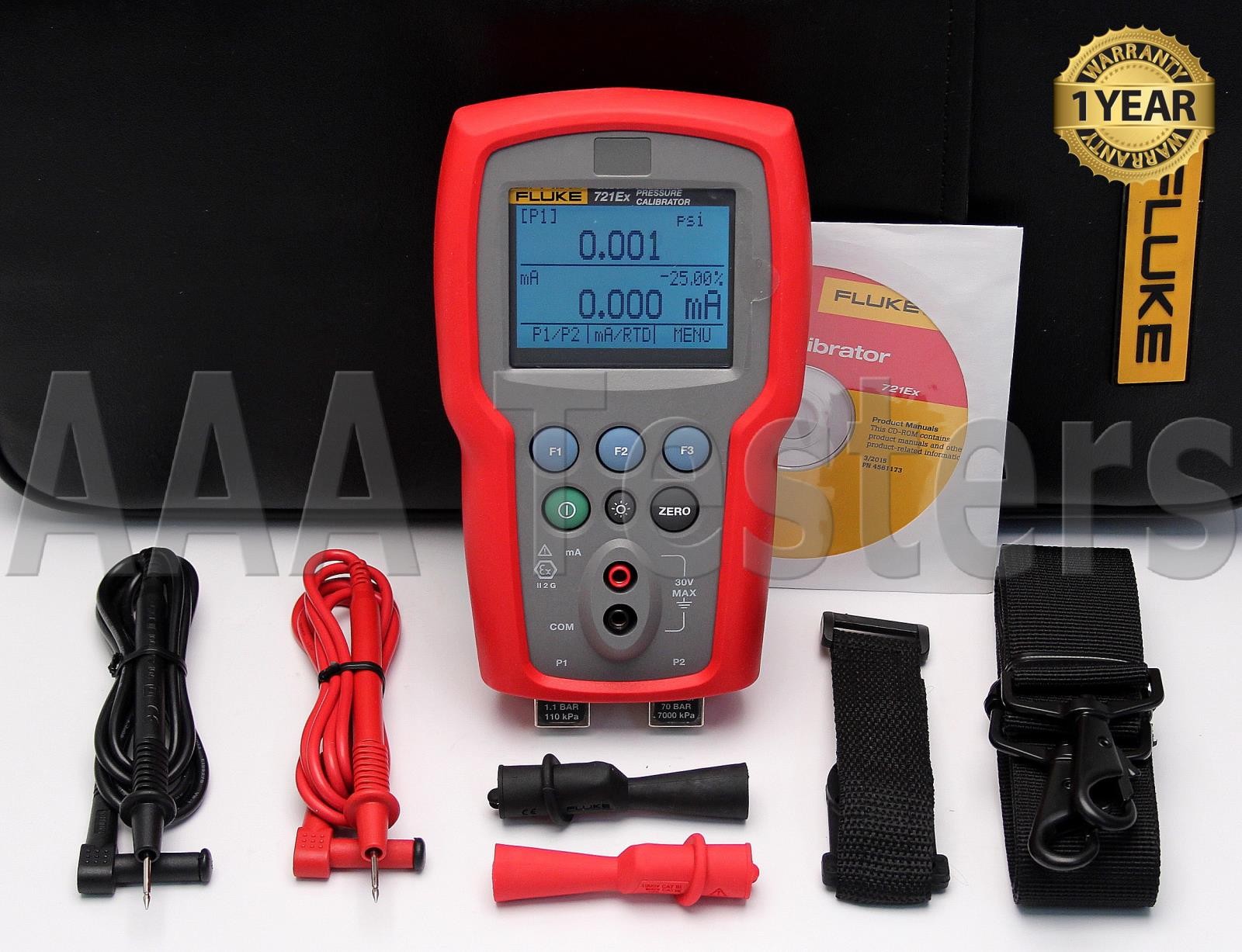 Fluke 721Ex-1610 Dual Precision Pressure Calibrator 16PSIG / 1000PSIG 721Ex 1610
