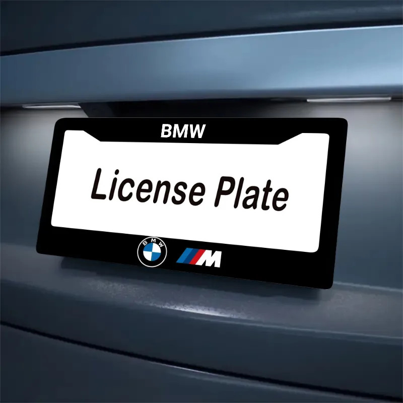 2PC BMW Black License Frames Car License Plate Frame Holder