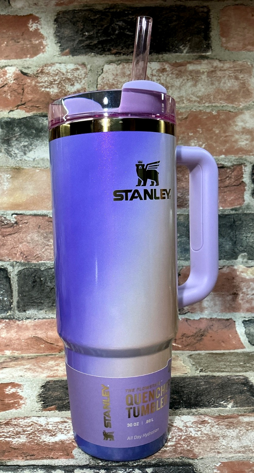Stanley Wicked Glinda for Good 30oz SS H2.0 Flowstate Quencher Ombre Shimmer 💜
