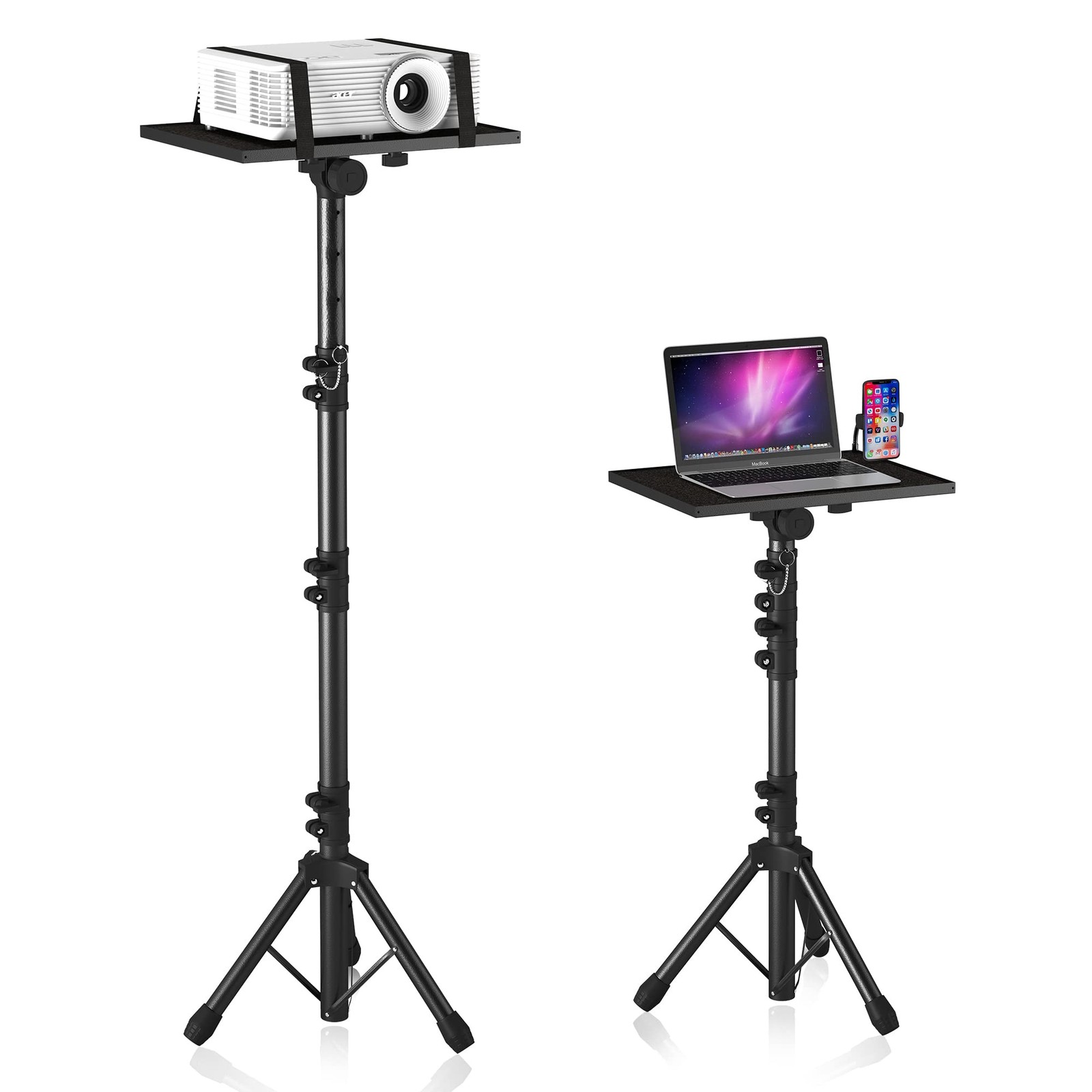 Adjustable Projector Stand Tripod with Phone Holder, 23.5~63.5 in