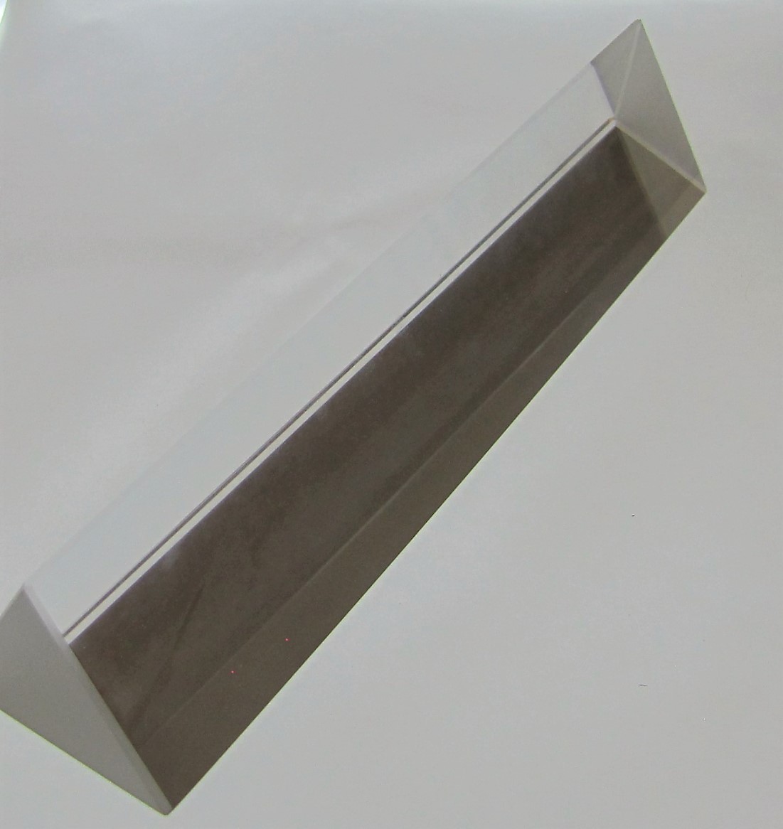 Optical Glass Triangular Prism 10cm x 3cm 4" Light Spectrum Physics w Box Stand