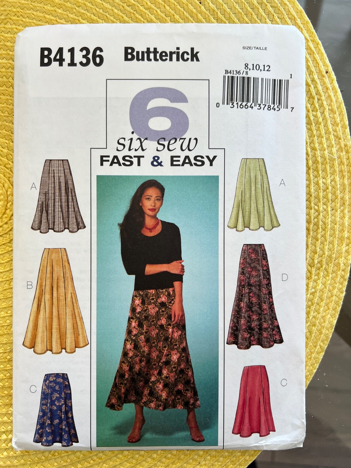 Butterick Sewing Pattern  B4136,   Sizes  8-10-12,   Misses'/Petite Skirts
