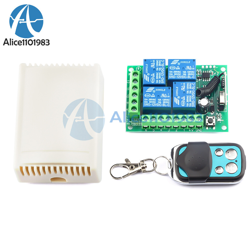 DC 12V 433MHz 315MHz Wireless RF Remote Control Relay Switch 4CH Receiver Module
