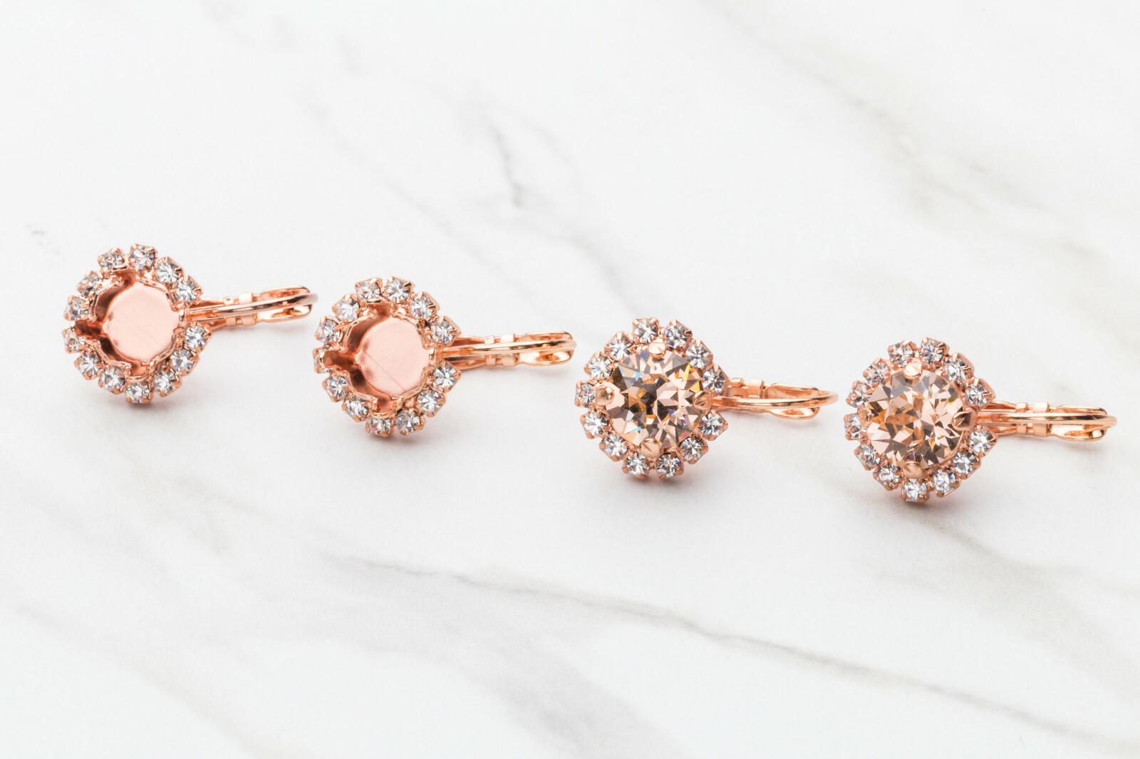 8.5mm | Crystal Halo Drop DIY Earring Bases | One Pair (EE 27)
