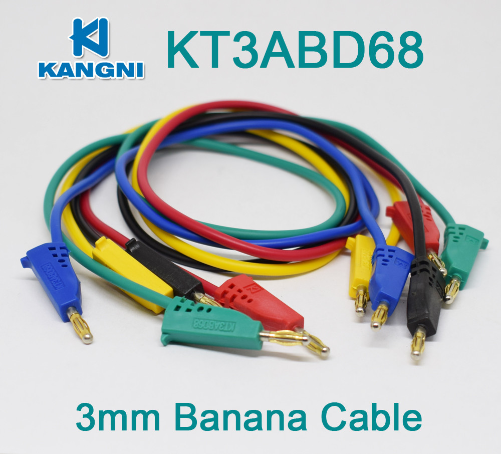 5pc KT3ABD68 50cm Moulded 3mm Copper Radioshack Stackable Banana Plug Lead Cable