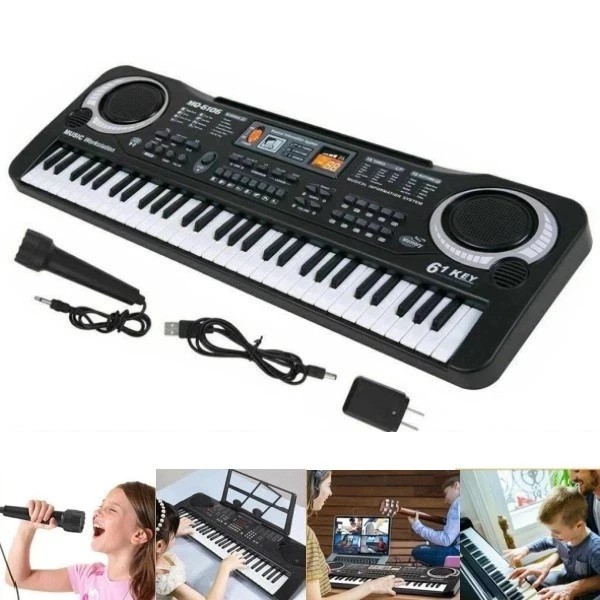 61Key Digital Music Piano Keyboard Electronic Musical Instrument w/Mic Kids Gift