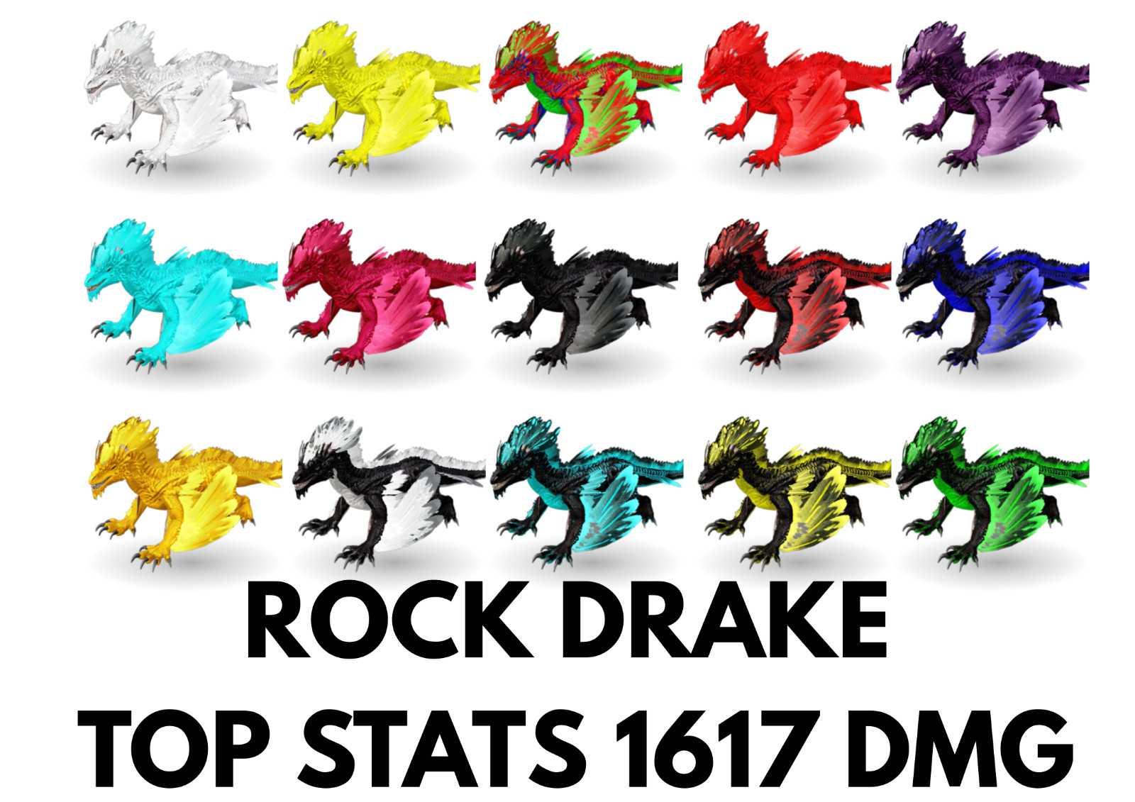 Rock Drake 1617 DMG TOP STATS Clone Ark Survival Ascended Official PVE