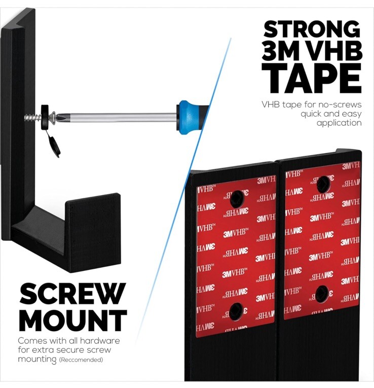 1.5" Corner Wall Mount Holder - Black {3D Printed}