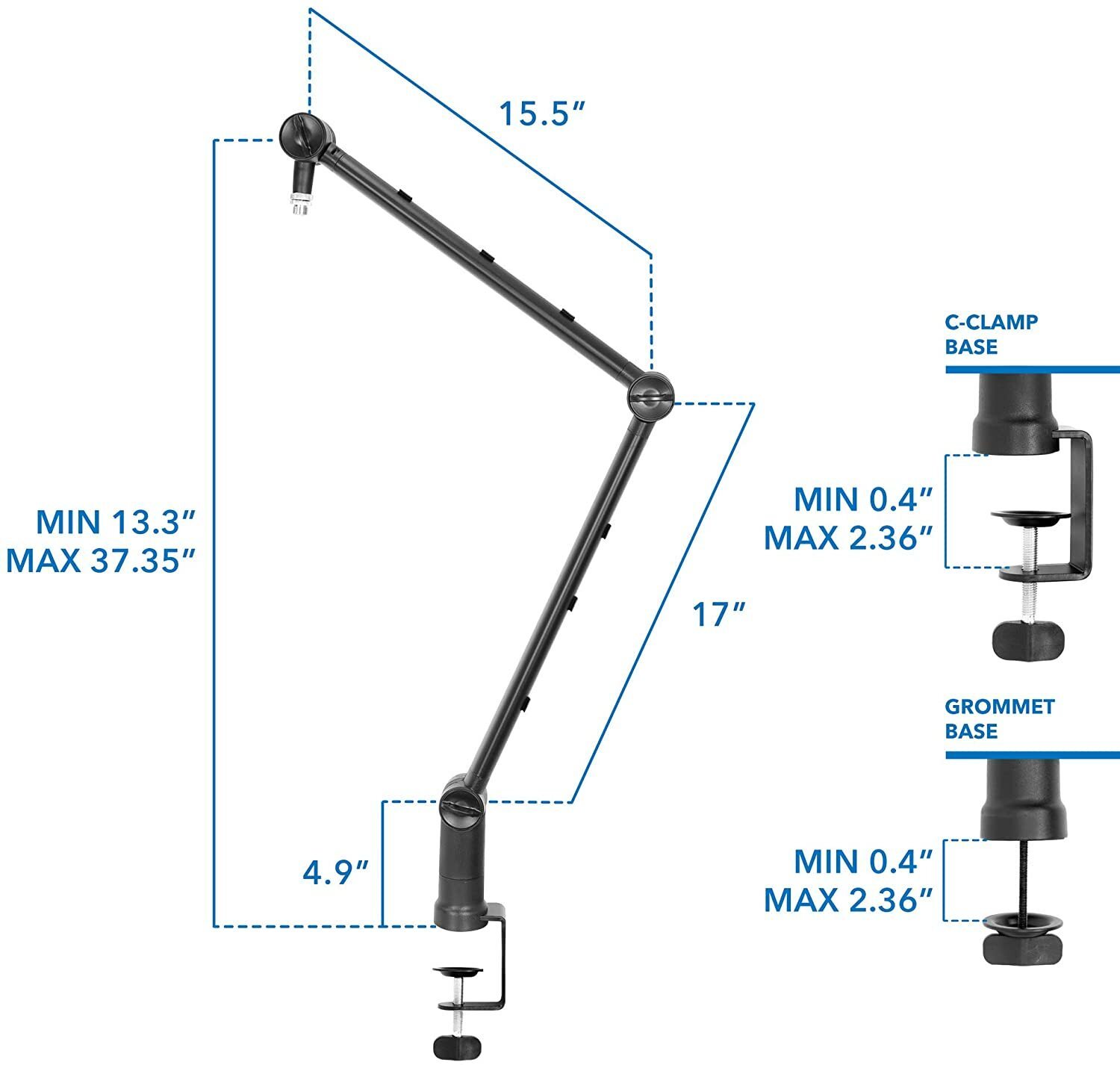 THRONMAX Adjustable Microphone Boom Arm Stand 360-degree Rotating Mic USA 🇺🇸