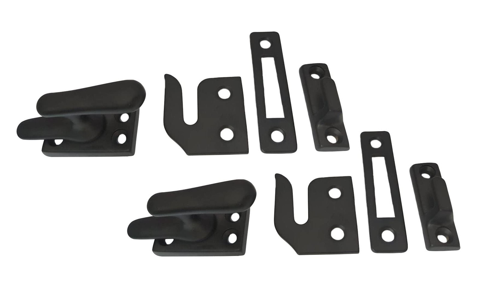 Solid Brass Casement Fastener Window Lock, Small, Matte Black, 2 Pack