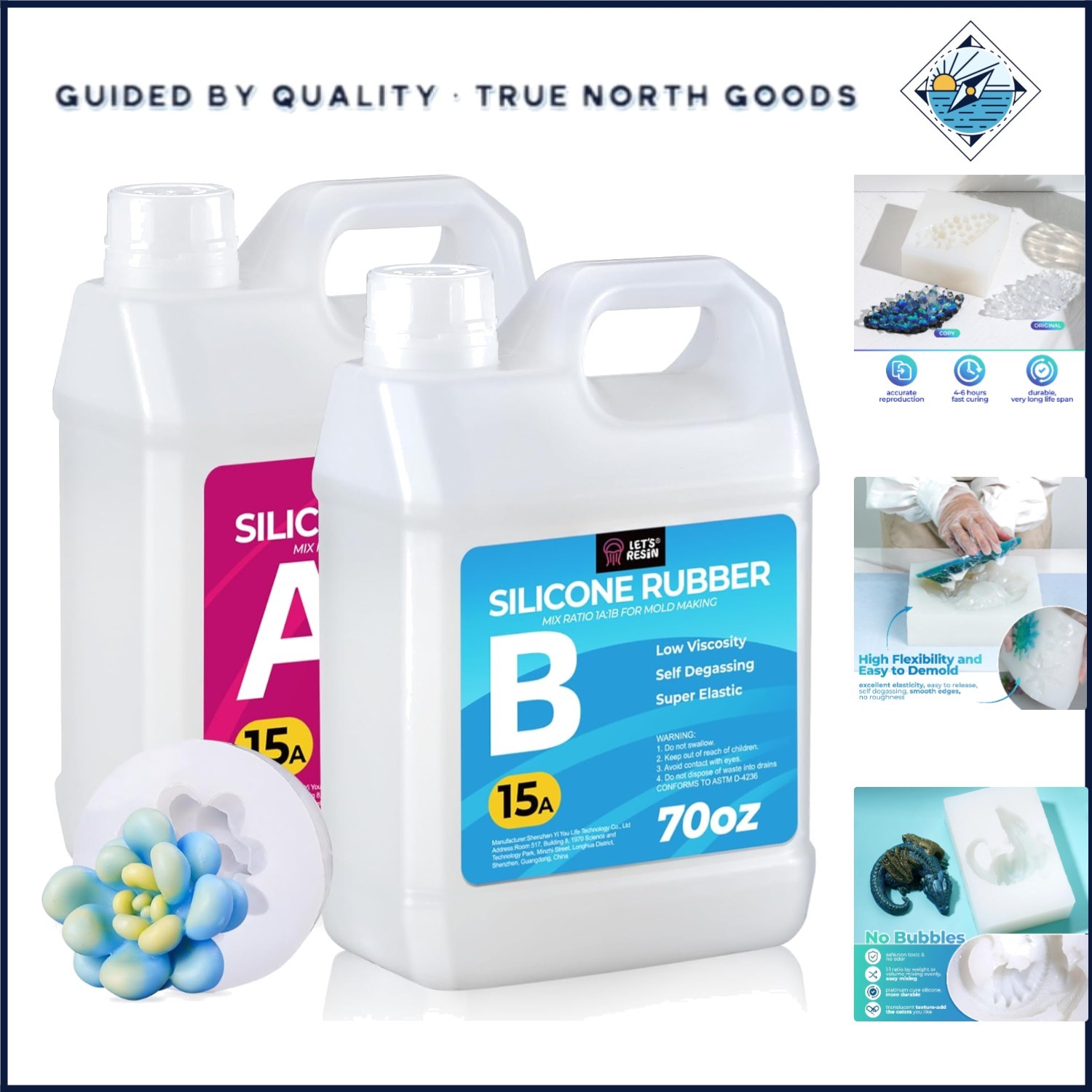 Mold Making Silicone, 140oz Clear Rubber with No Bubbles for Easy Use