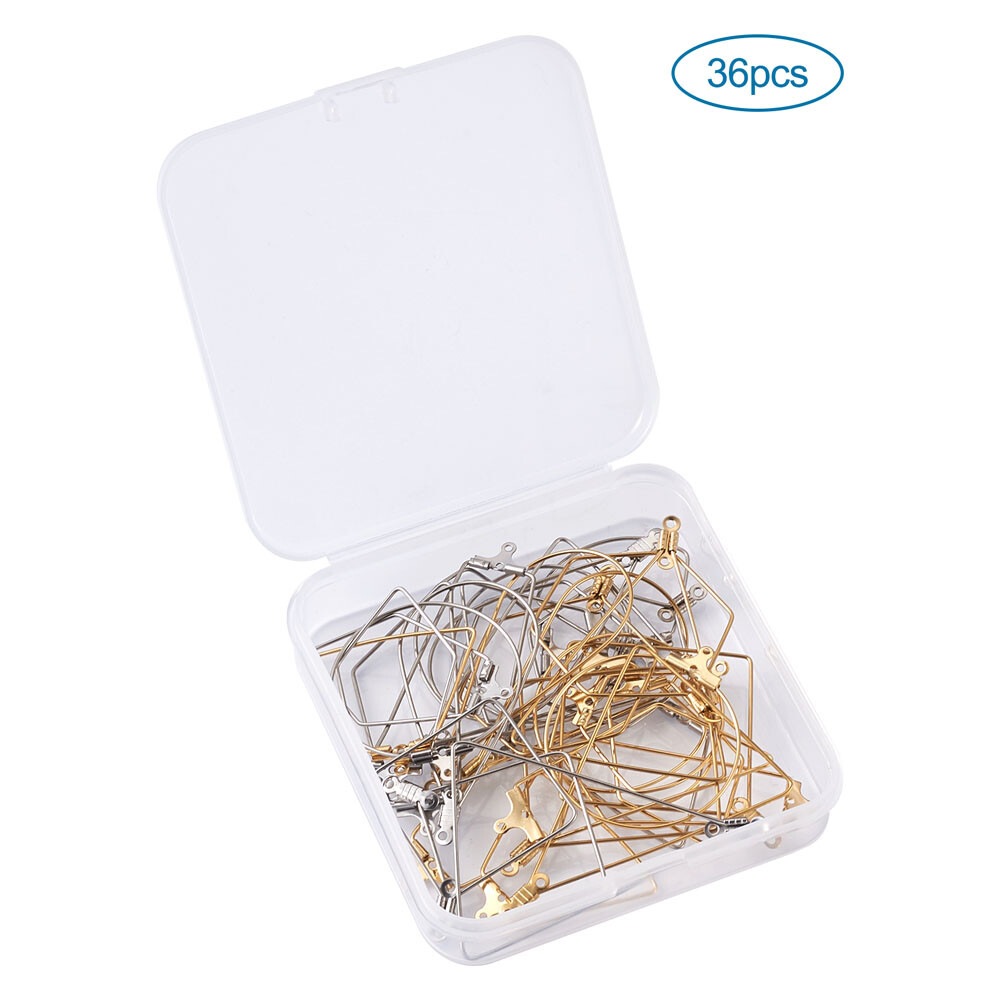 36Pcs Stainless Steel Beading Earring Hoops Component Mixed Hoop Earring Finding