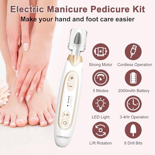 Cordless Electric Nail File Set, Rechargeable Toe Nail Buffer and Sander,