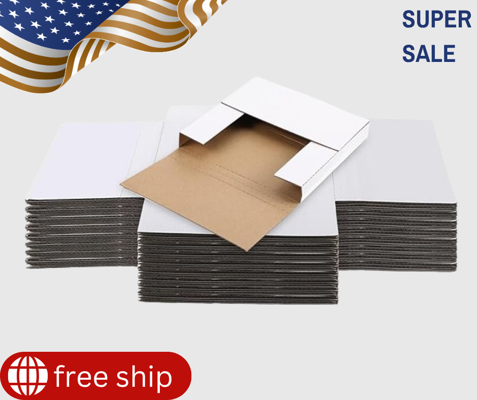 100 Pack 7 Inch Vinyl Record Mailers, 45 RPM LP Cardboard Shipping Boxes