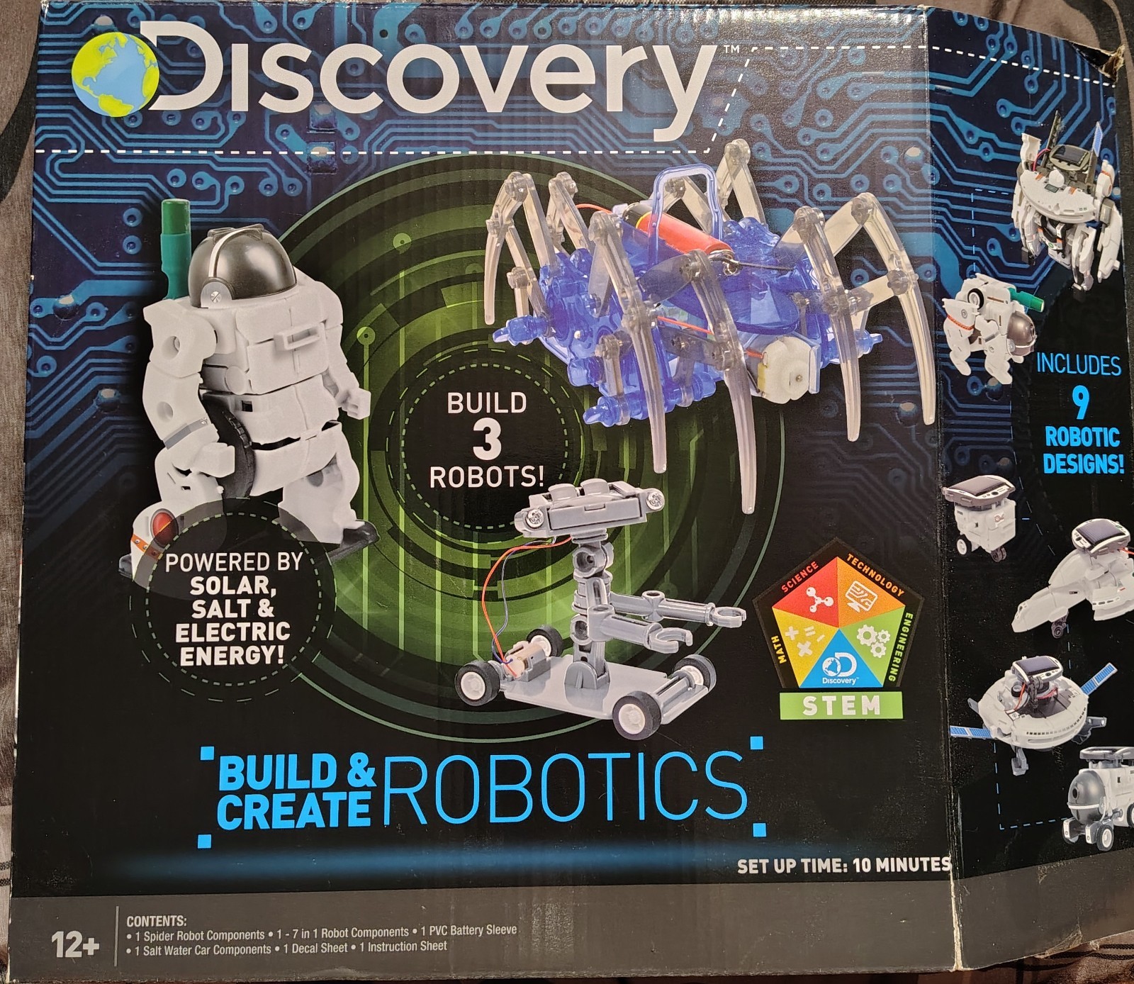Discovery STEM Robotics Kit Build 3 Robots Solar Electric Salt Powered Ages 8+