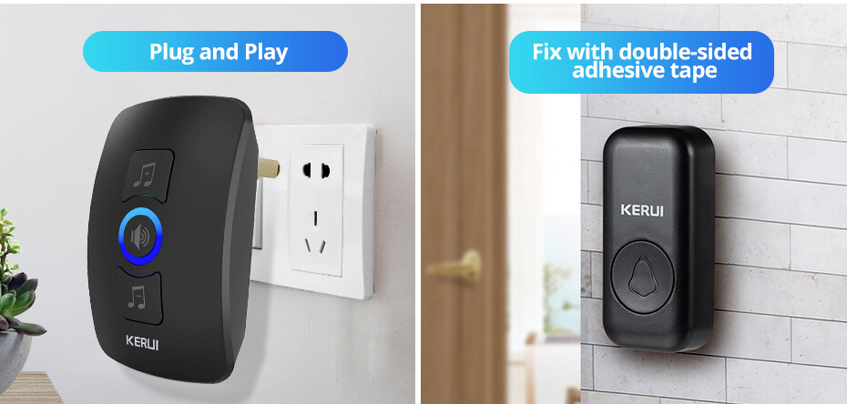 1000FT Wireless Doorbell Waterproof 2 Plugin Receiver Adjustable Volume 60 Chime