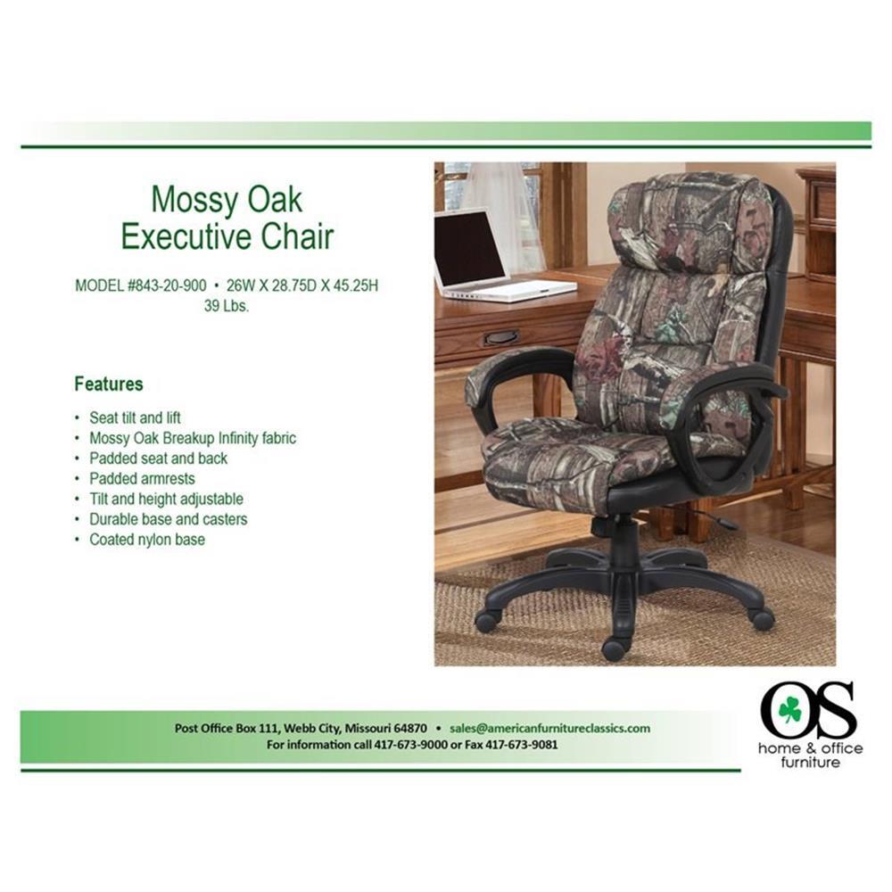 OS Home and Office Furniture 45.25" Fabric Executive Chair in Mossy Oak/Black