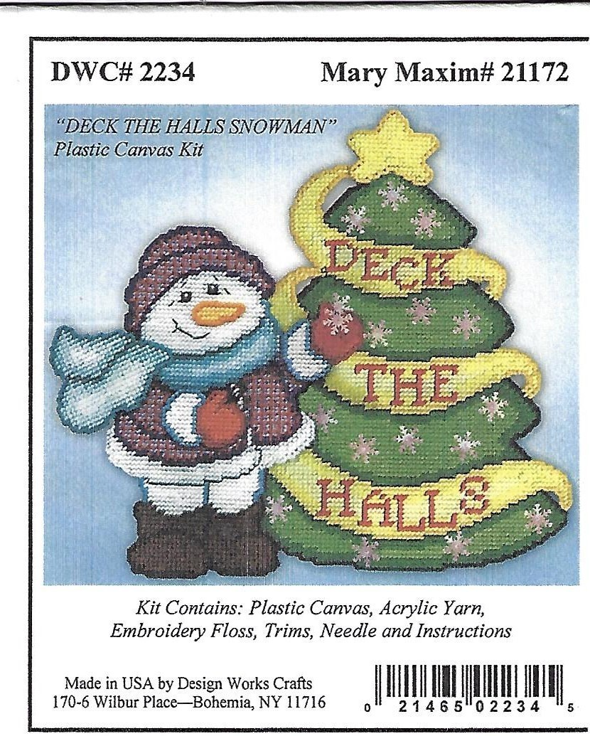 DECK the HALLS SNOWMAN WALL HANGING   plastic canvas  PATTERN (#TF0607)