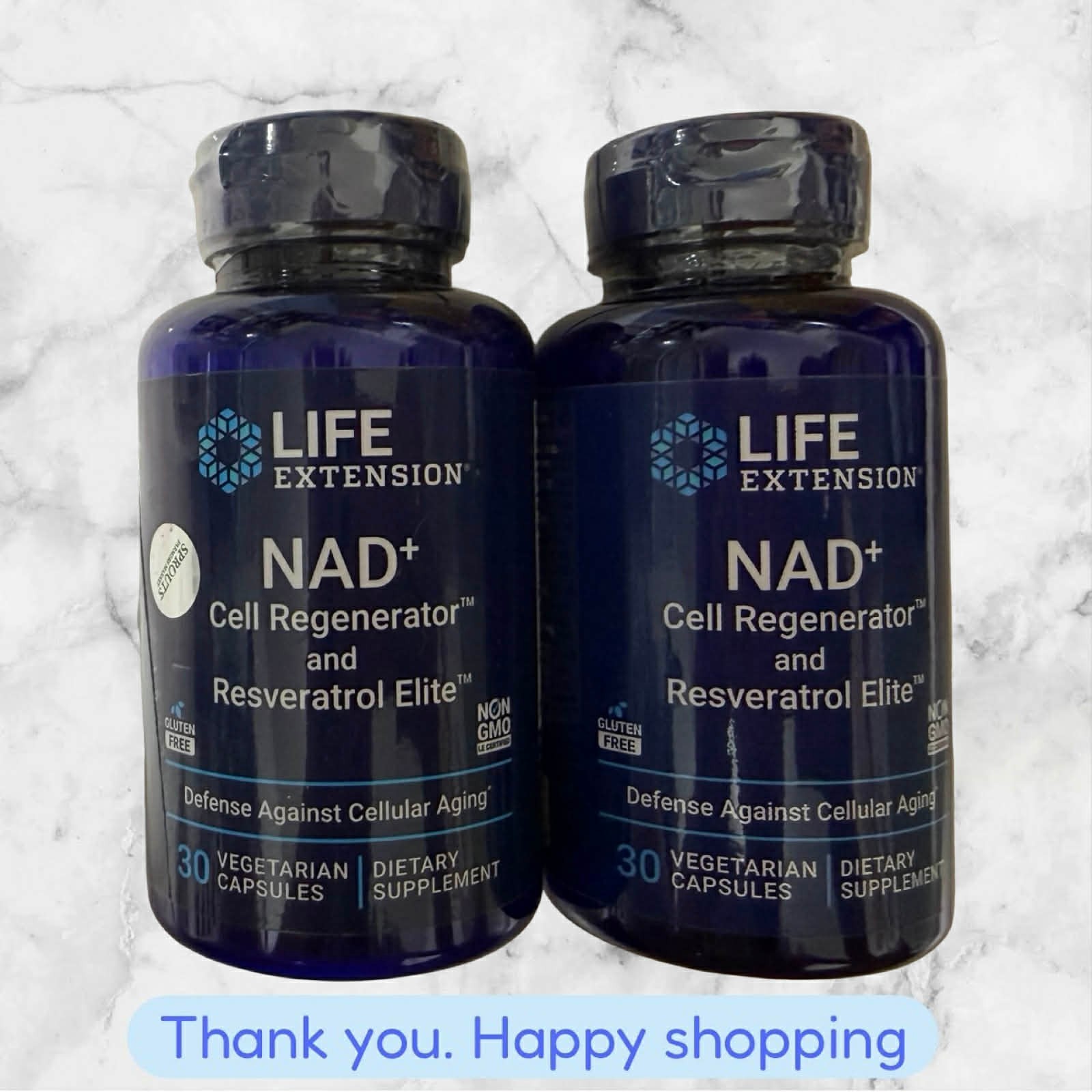 FOR 2 Life Extension Nad+Cell Regenerator Resveratrol Elite 30 Veg Caps EXP2027+