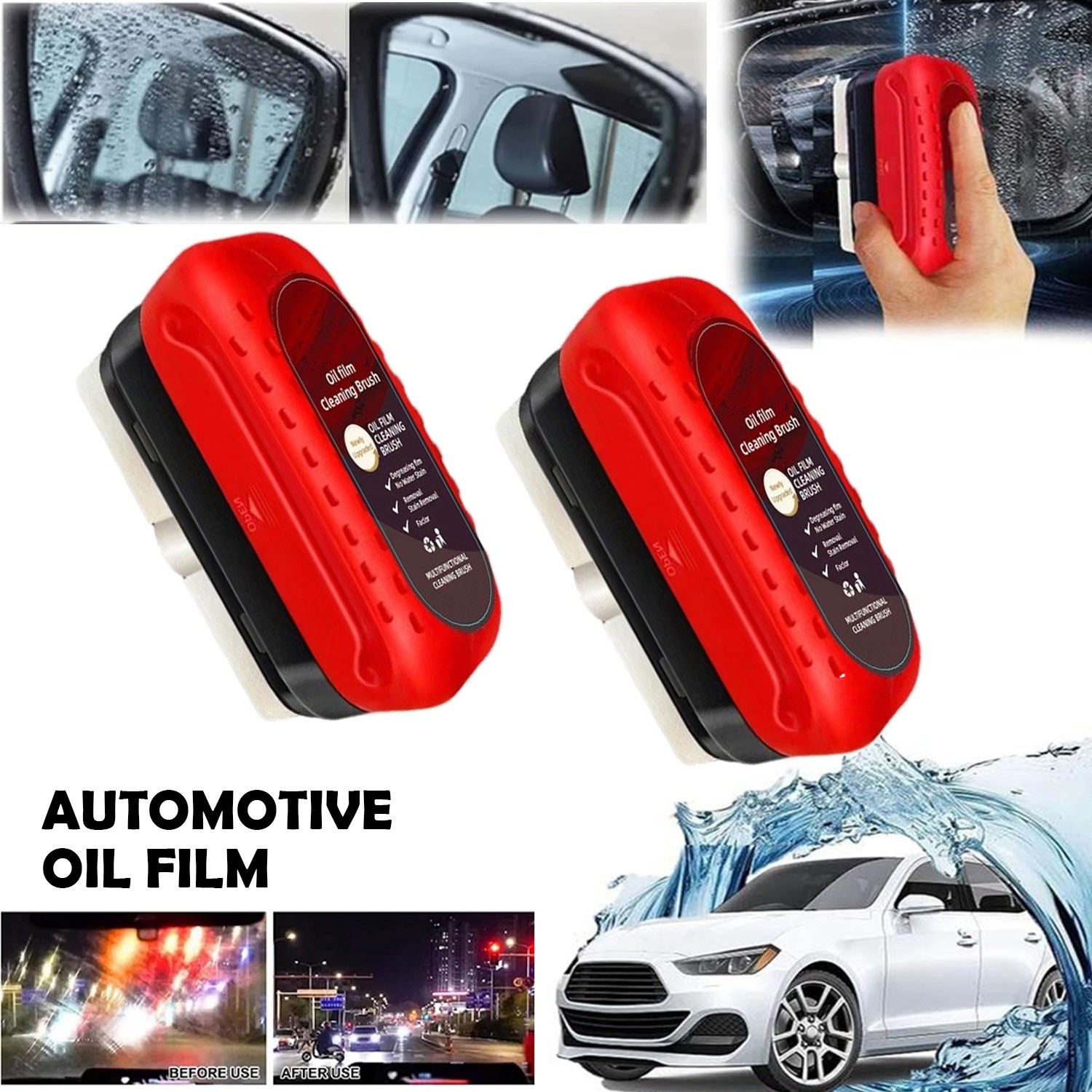 2x 120ML Automotive Oil Film Cleaning Brush Car Windows Glass Cleaning