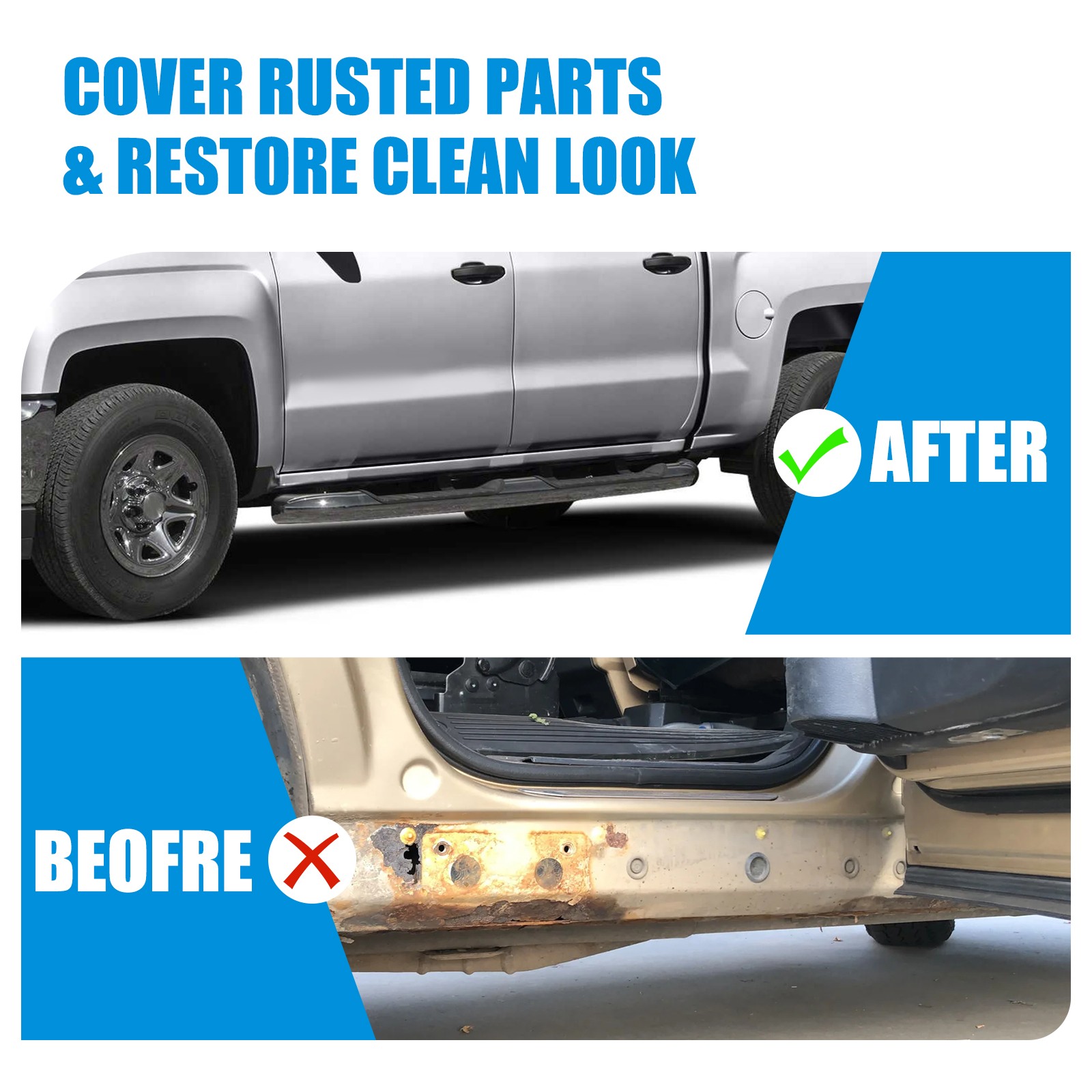 Pair Outer Rocker Panel for 2014-2016 Chevy Silverado GMC Sierra 4 Door Crew Cab