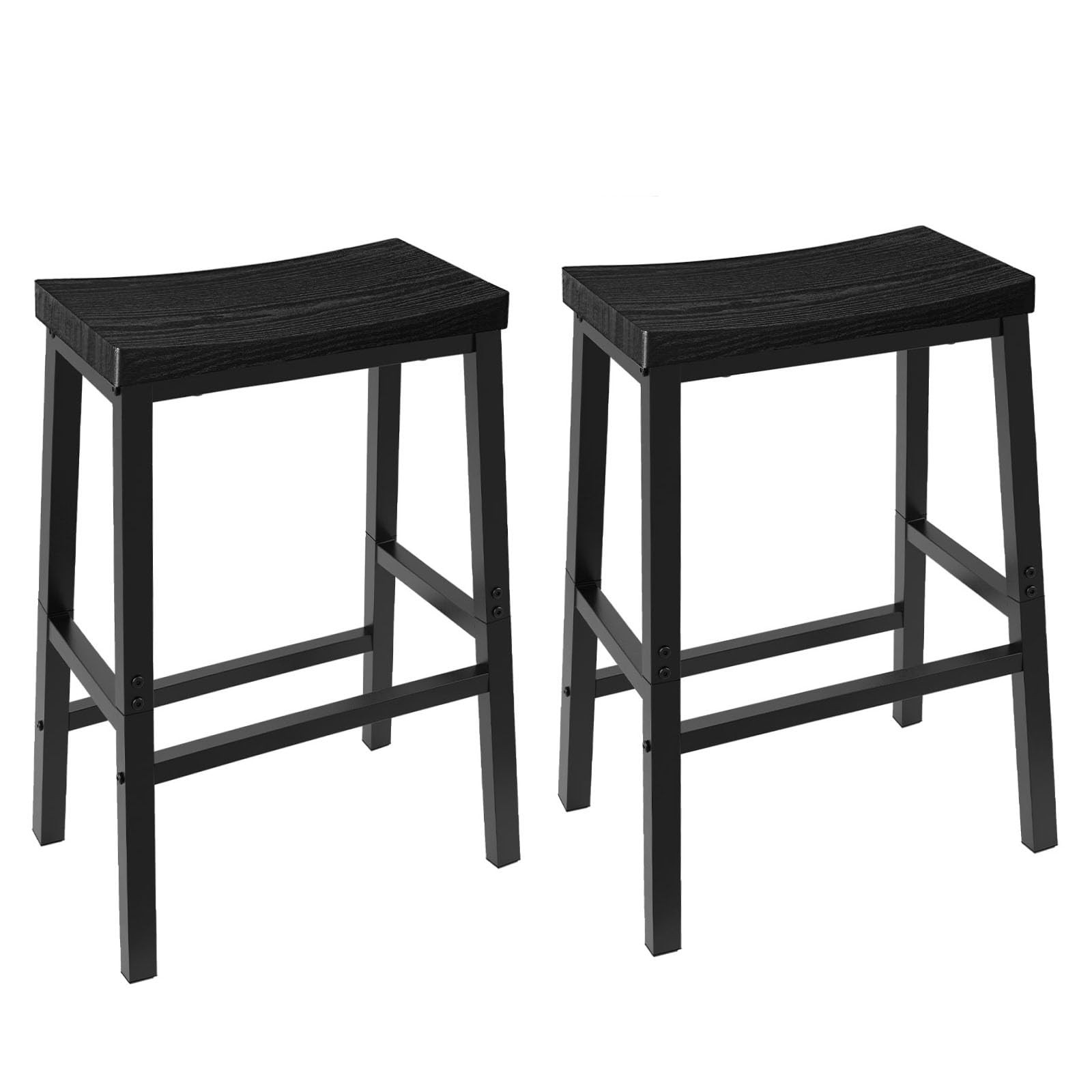 Bar Stools, Set of 2 Bar Chairs, 23.6 Inch Saddle Stools, Kitchen Counter Sto...