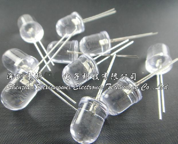 100pcs Superbright 10mm Round White LED Light Lamp Ultra Bright 30000MCD