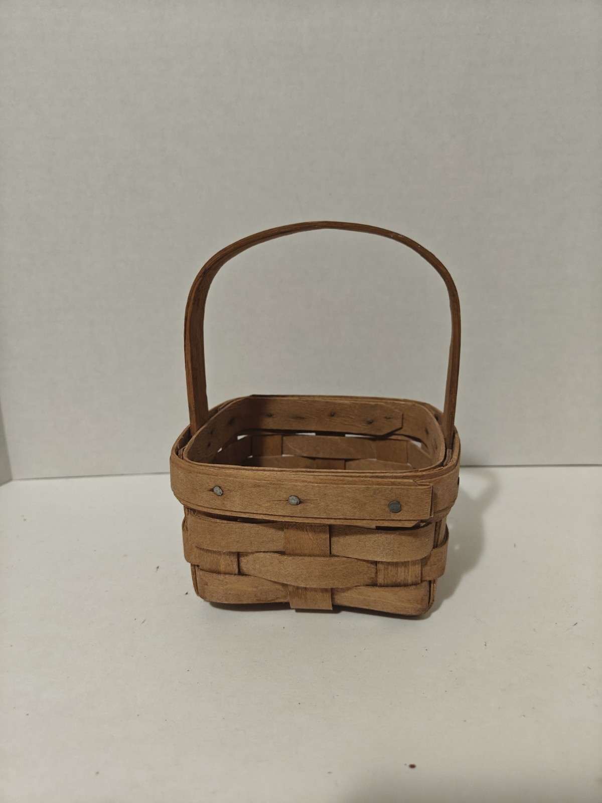 Vintage Longaberger Preowned 1991 Small Square Single Handle Basket