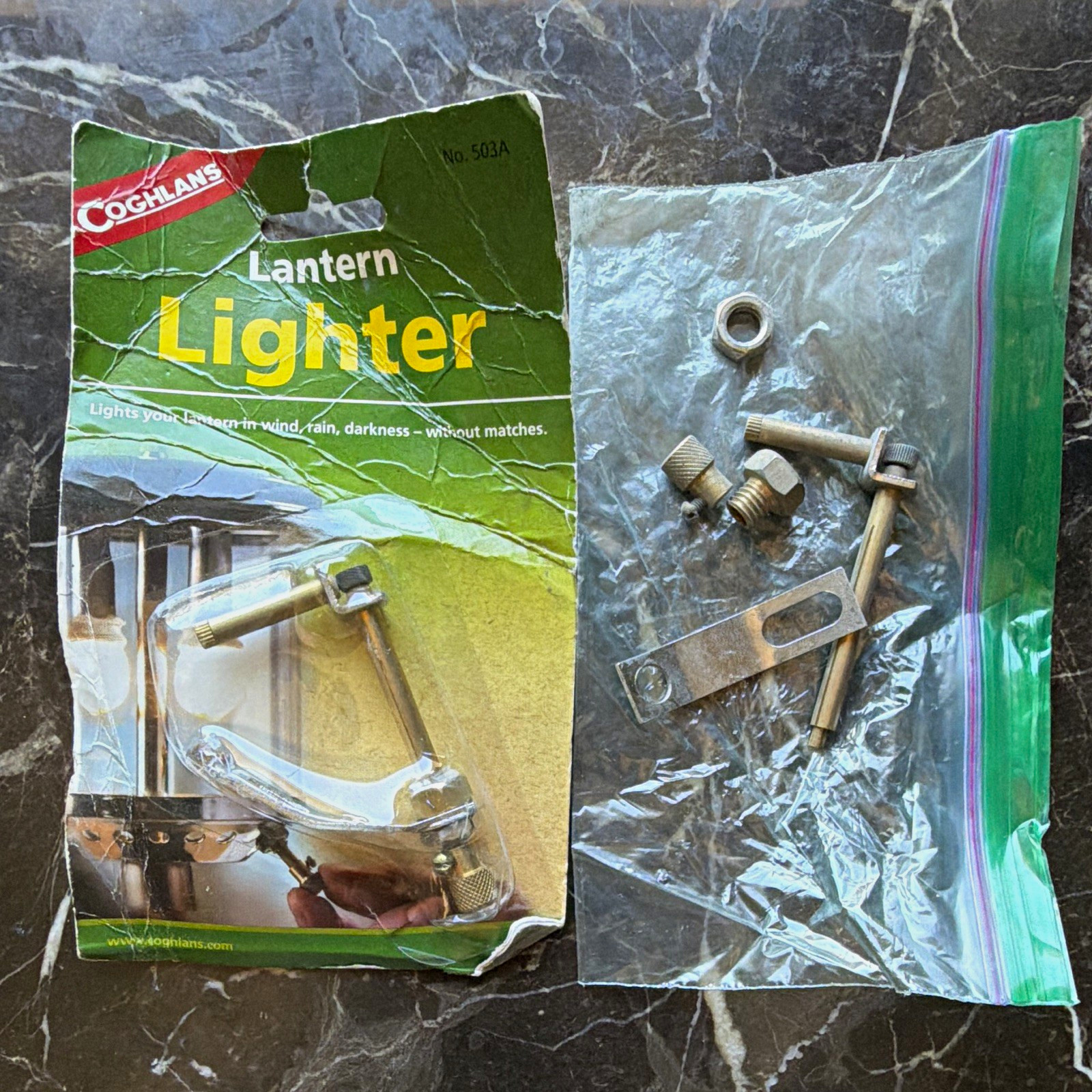 Coghlan's Lantern Lighter 503A Silver Metal w/ Bracket Screws Hex Nuts Flint