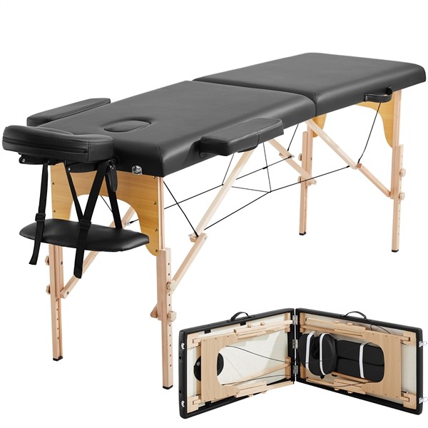 Portable Massage Table Lash Bed Tattoo Table Beauty Folding Bed Adjustable Black