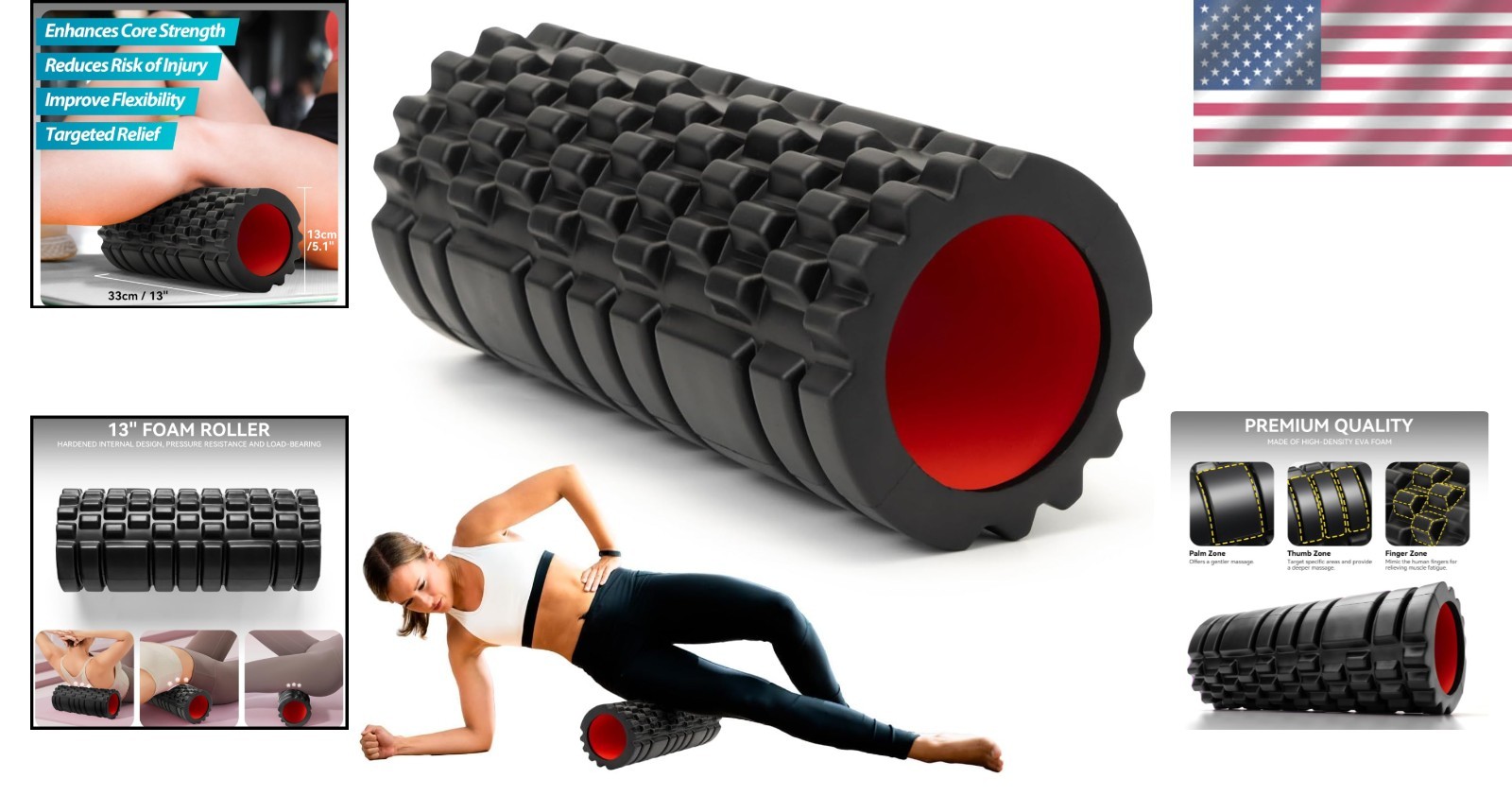 Durable 13" Foam Roller - Trigger Point Release Tool for Athletes and Runners