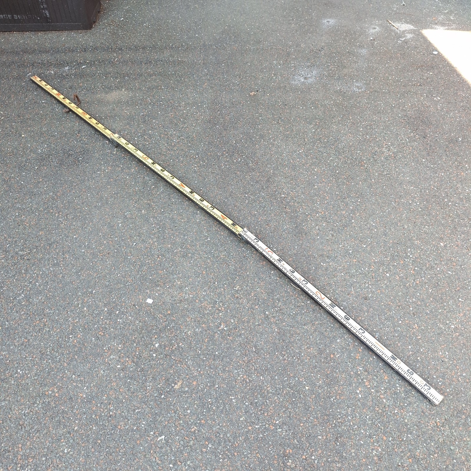 10ft Folding Surveyors Levelling Staff Imperial Wooden Grade Rod Vintage