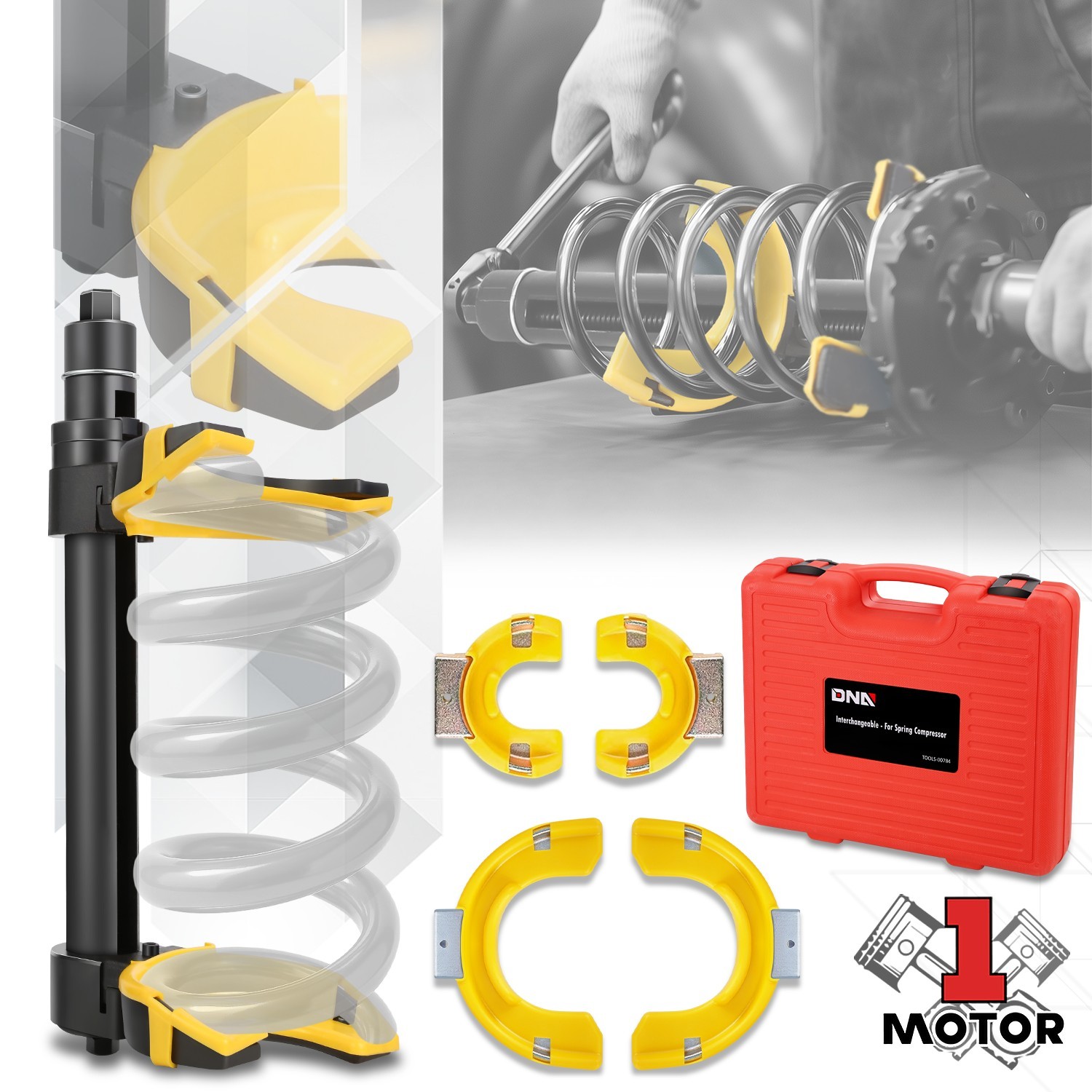 265mm 5512lbs Spring Compressor Tool w/3 Universal Adapters for Motorcycles SUVs
