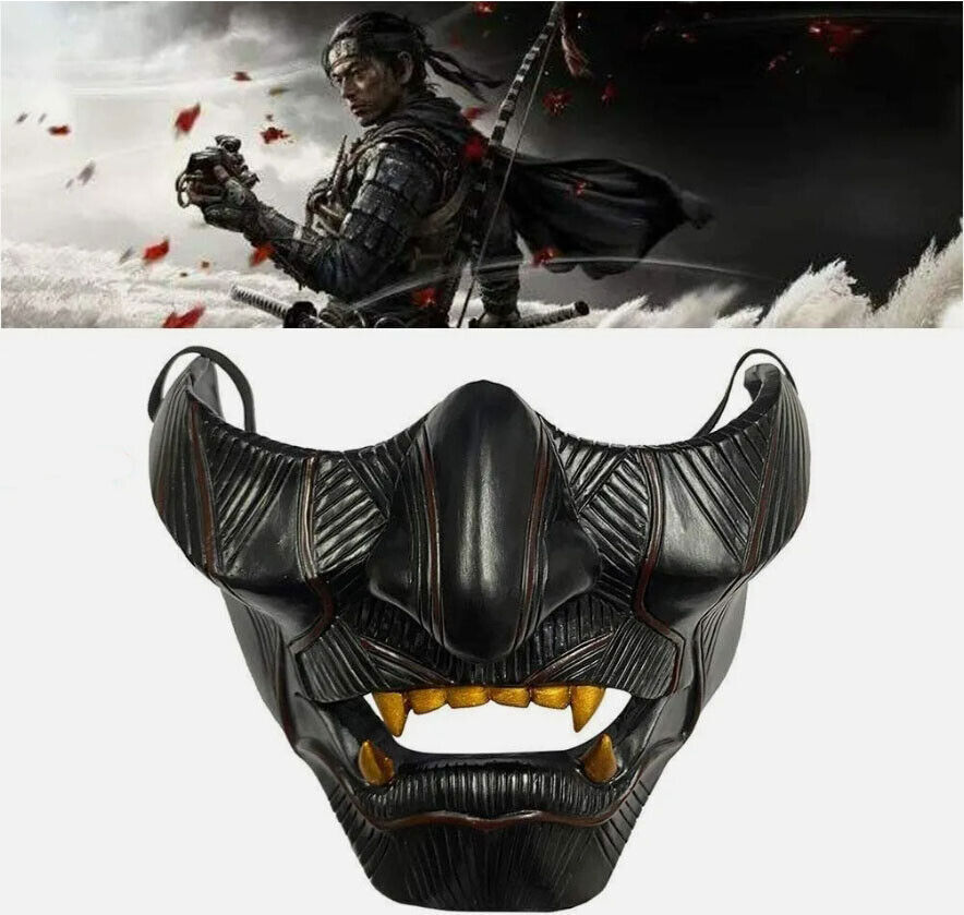 Halloween Ghost of Tsushima Sakai Cosplay Mask Half Face vinyl Samurai Costume
