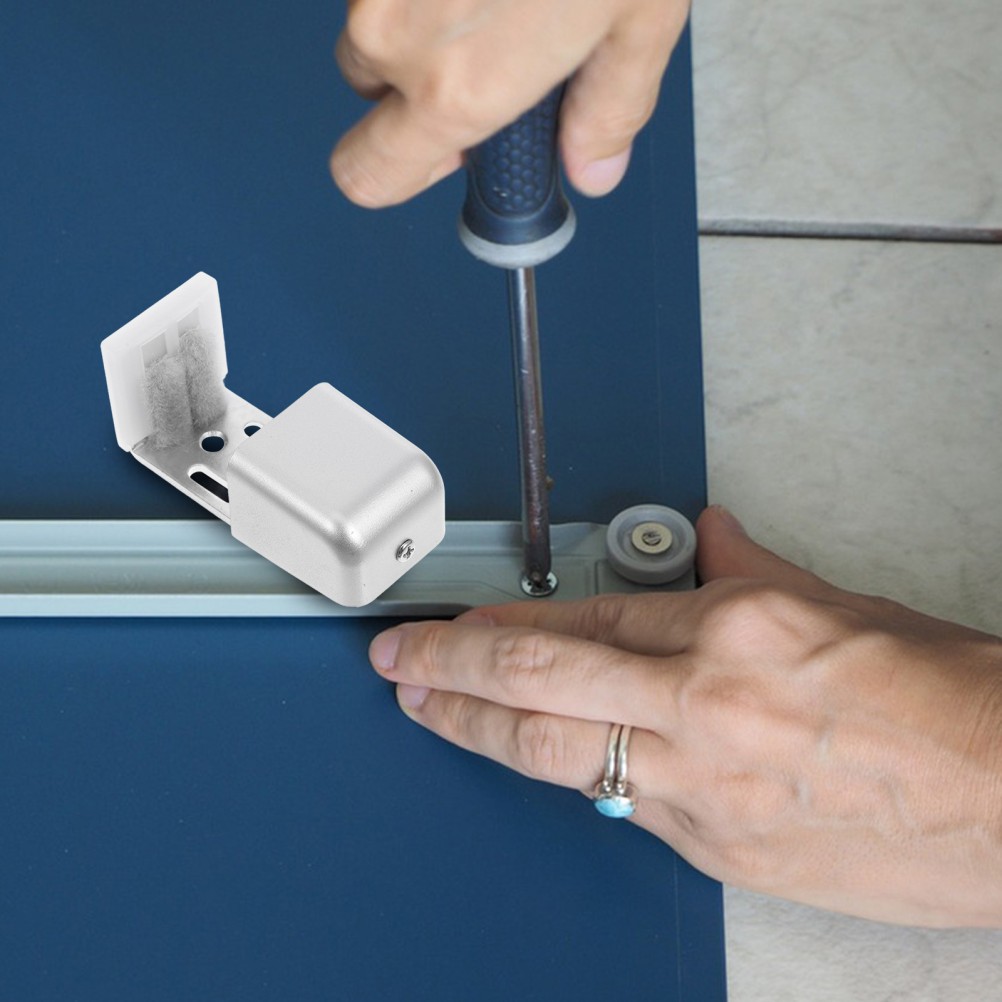 Sliding Glass Door Guide 2Pcs Automatic Door Bottom Guide Silver Iron