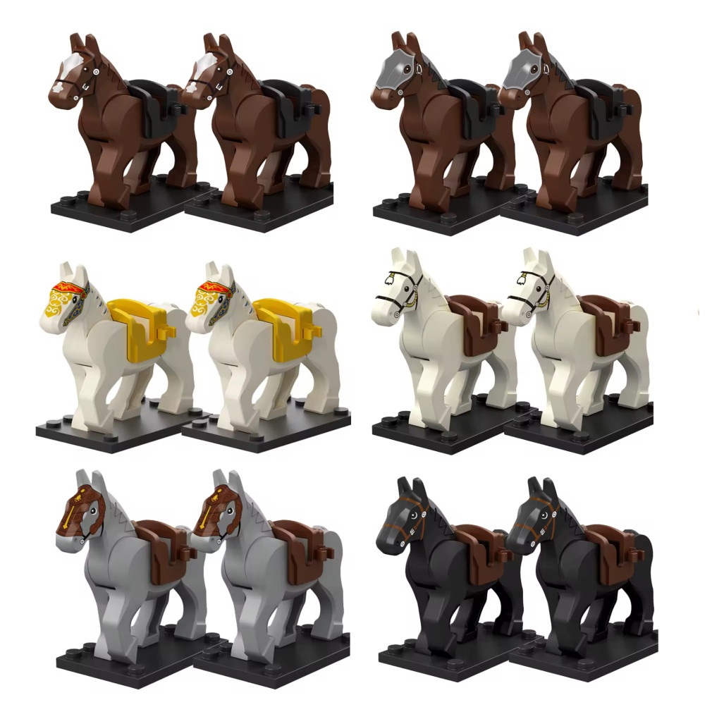 MOC LEGO Horses 2 Pack! Black, Brown, White, Grey - BUNDLE AND SAVE!