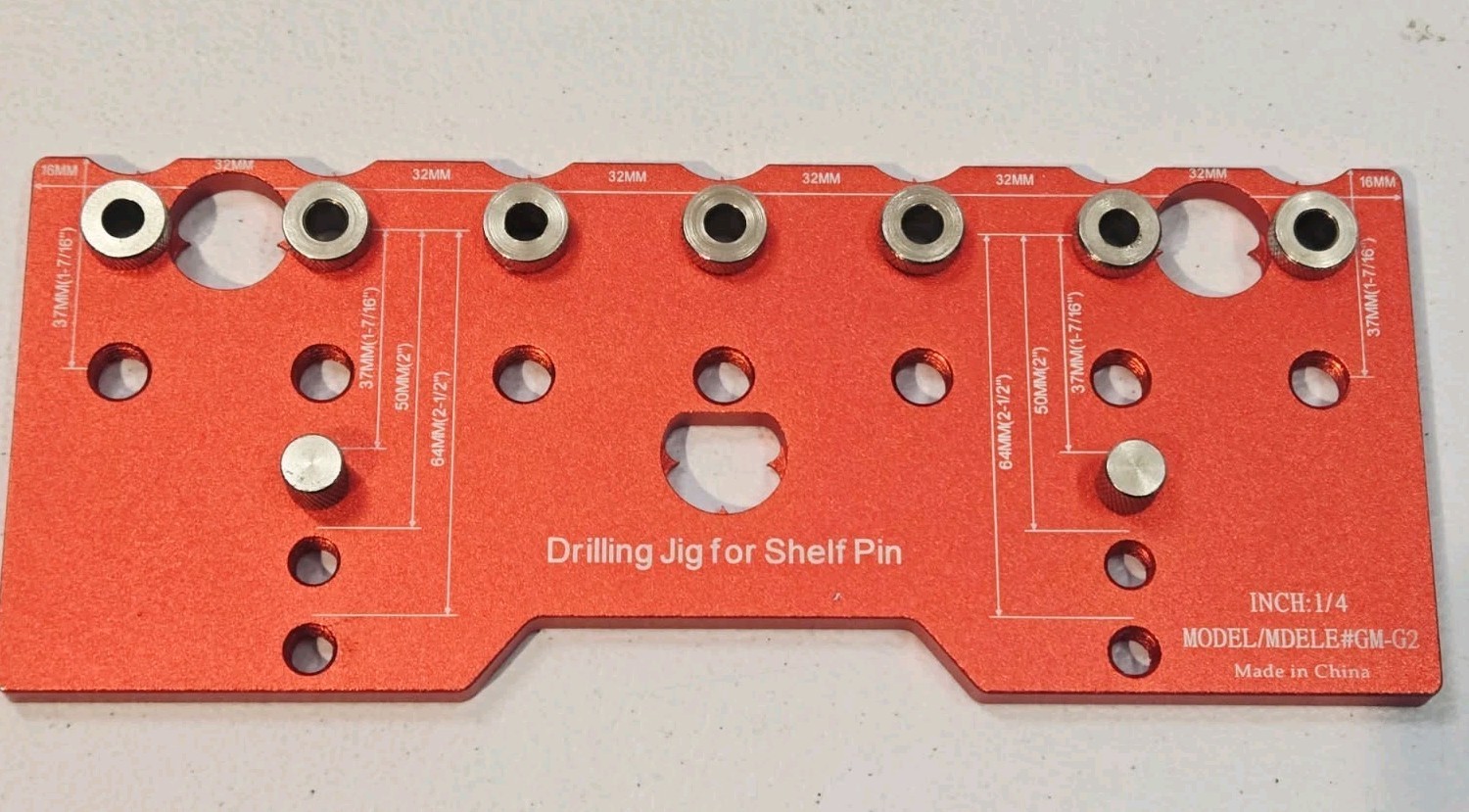 Drilling Jig For Shelf Pin Aluminum Cabinet Carpentry Tool Guide Template Red.