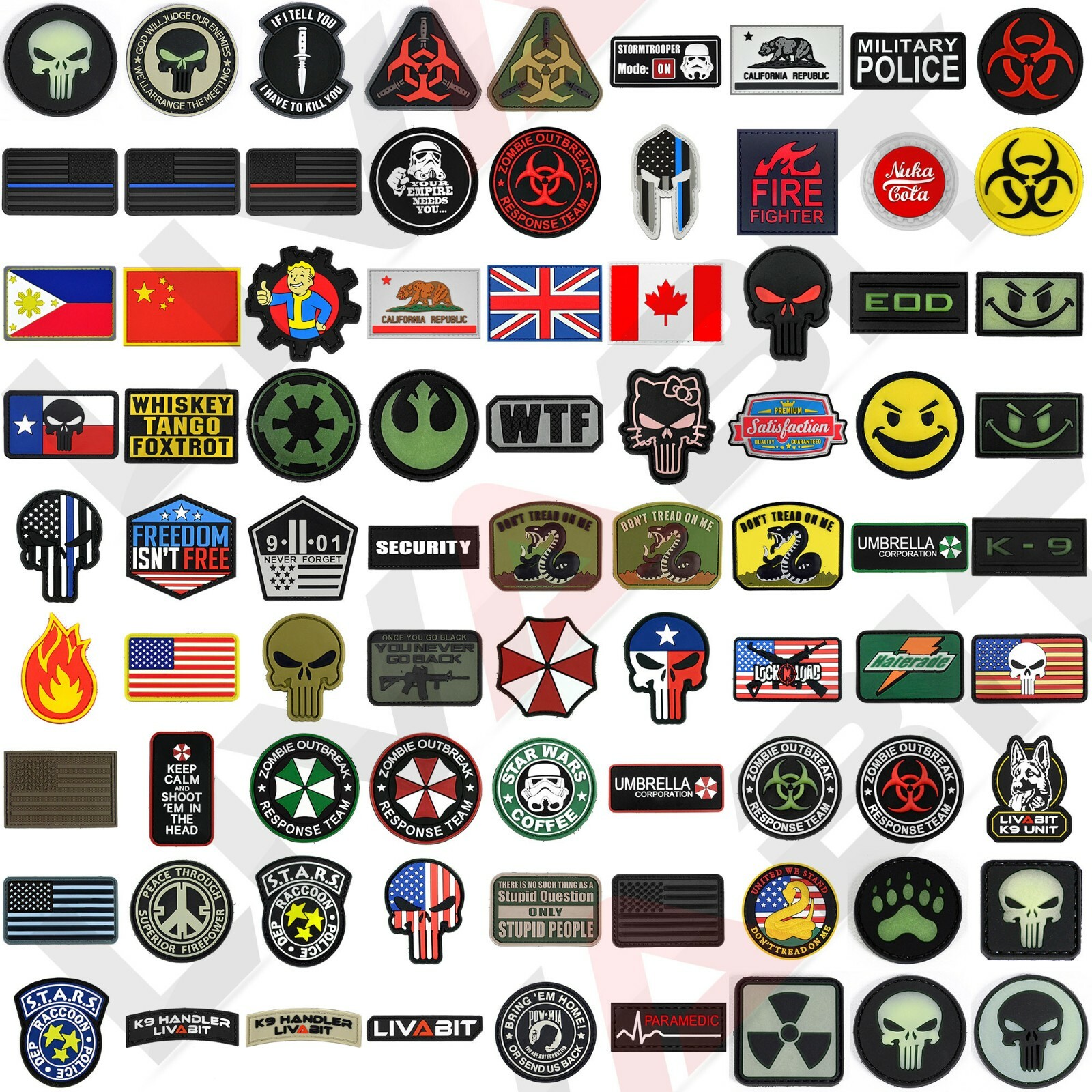 LIVABIT 3D Rubber Tactical PVC Patch Hook and Loop Badge Varitions