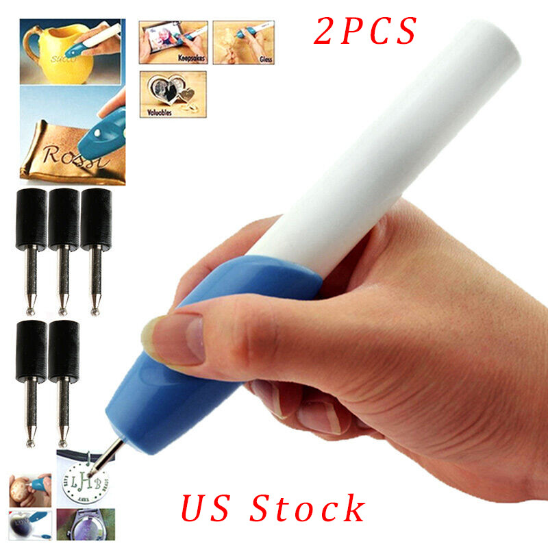 2Pcs Electric Engraving Engraver Pen Carve DIY Tool For Jewelry Metal Glass US