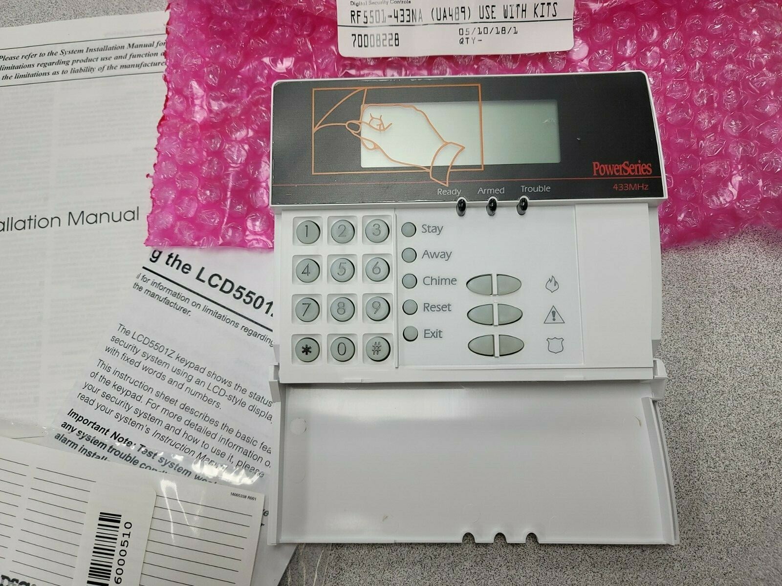 DSC RF5501-433 Fixed Message Keypad PowerSeries with Wireless Receiver NEW