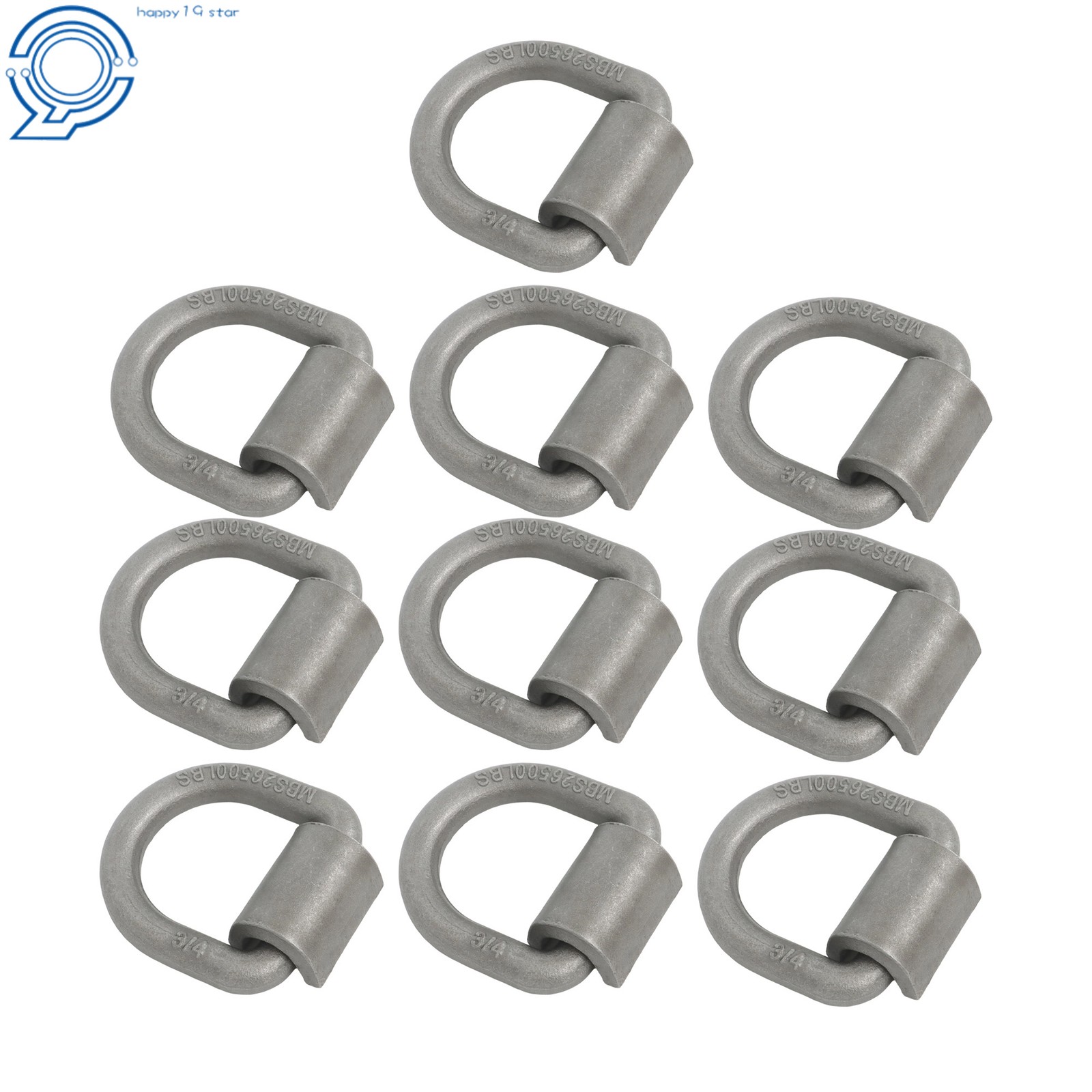 3/4-inch 26,500 Lbs Fracture Strength Weld-on Forged Flip D-Ring Pack of 10