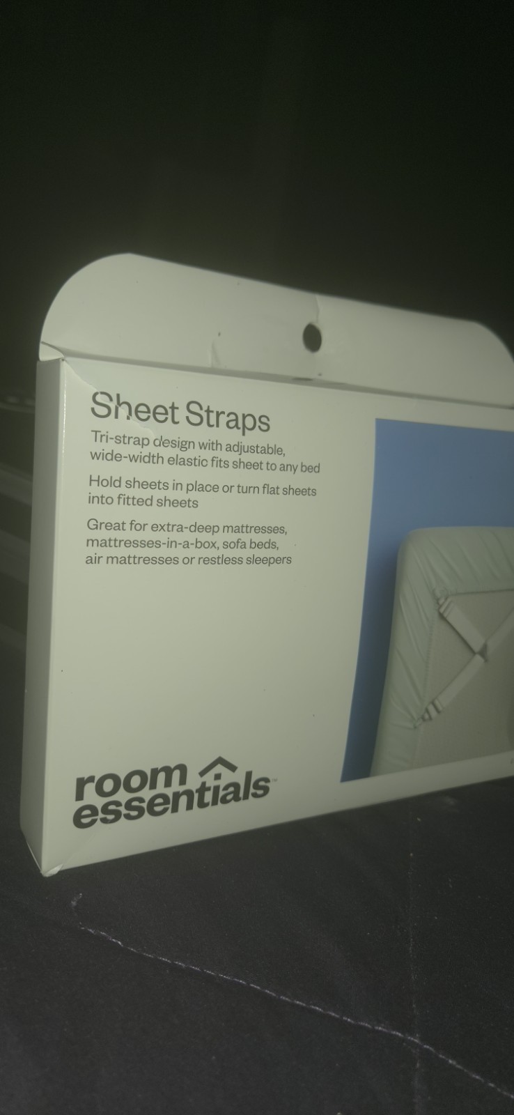 Set of 4 White Room Essentials Silicone Sheet Straps New In Box