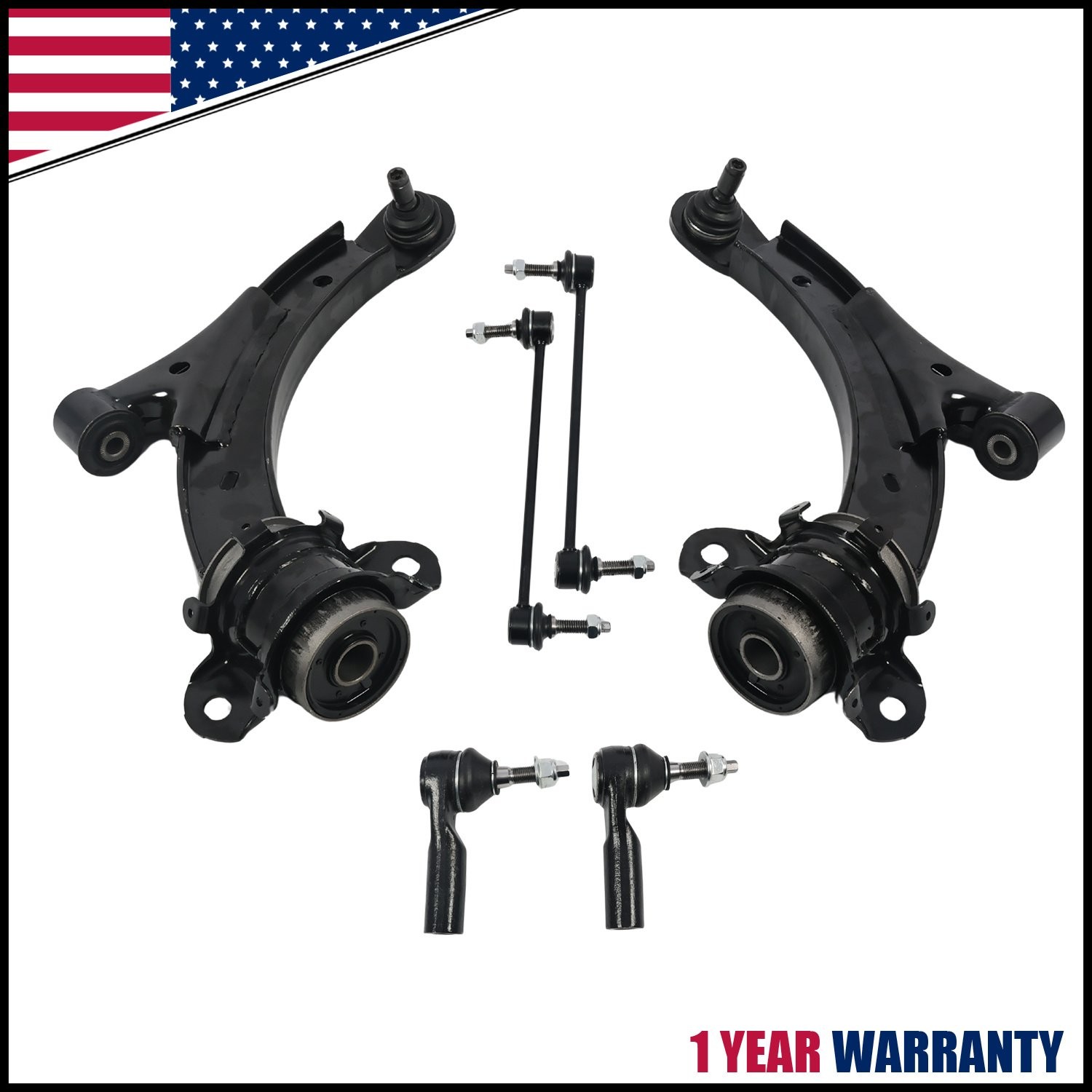 Front Lower Control Arms Sway Bars Tie Rods End Kit for 2010 - 2014 Ford Mustang