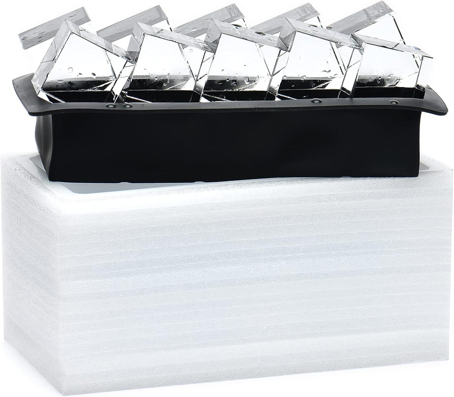 Clear Ice Cube Maker Tray - 2 Inch Clear Ice Cube Silicone Mold,10 Large Crystal