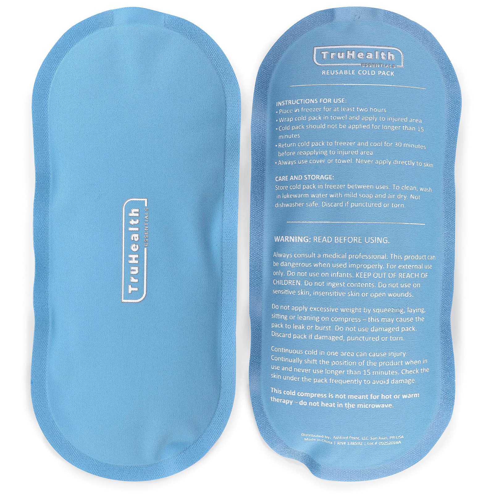 TruHealth Gel Cold Compression Ice Packs for Injuries - Gentle Fabric Cold Co...