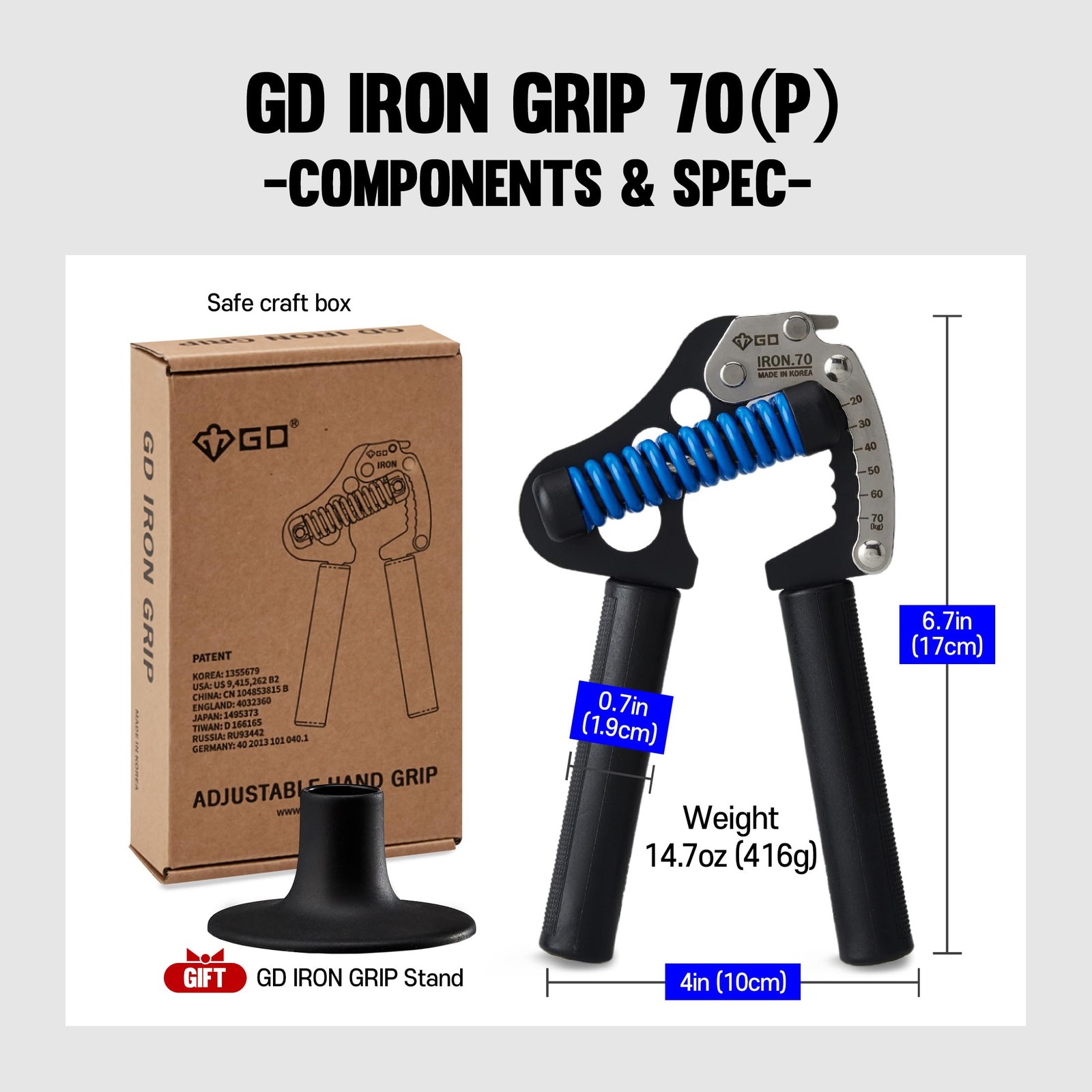 IRON GRIP 70(P) Adjustable Grip Strength Trainer Wrist Forearm Exerciser
